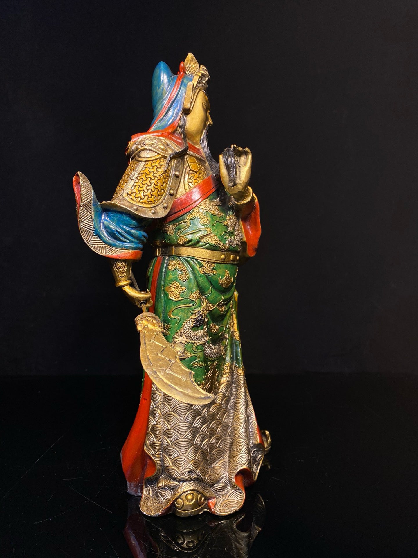 Chinese antique pure copper painted Guan Gong