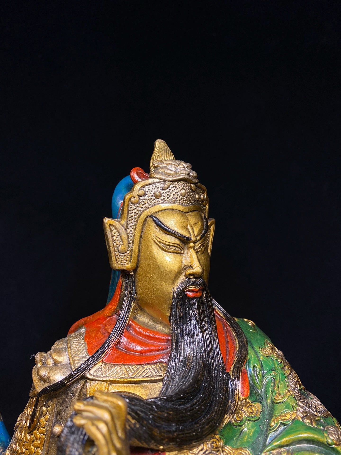 Chinese antique pure copper painted Guan Gong
