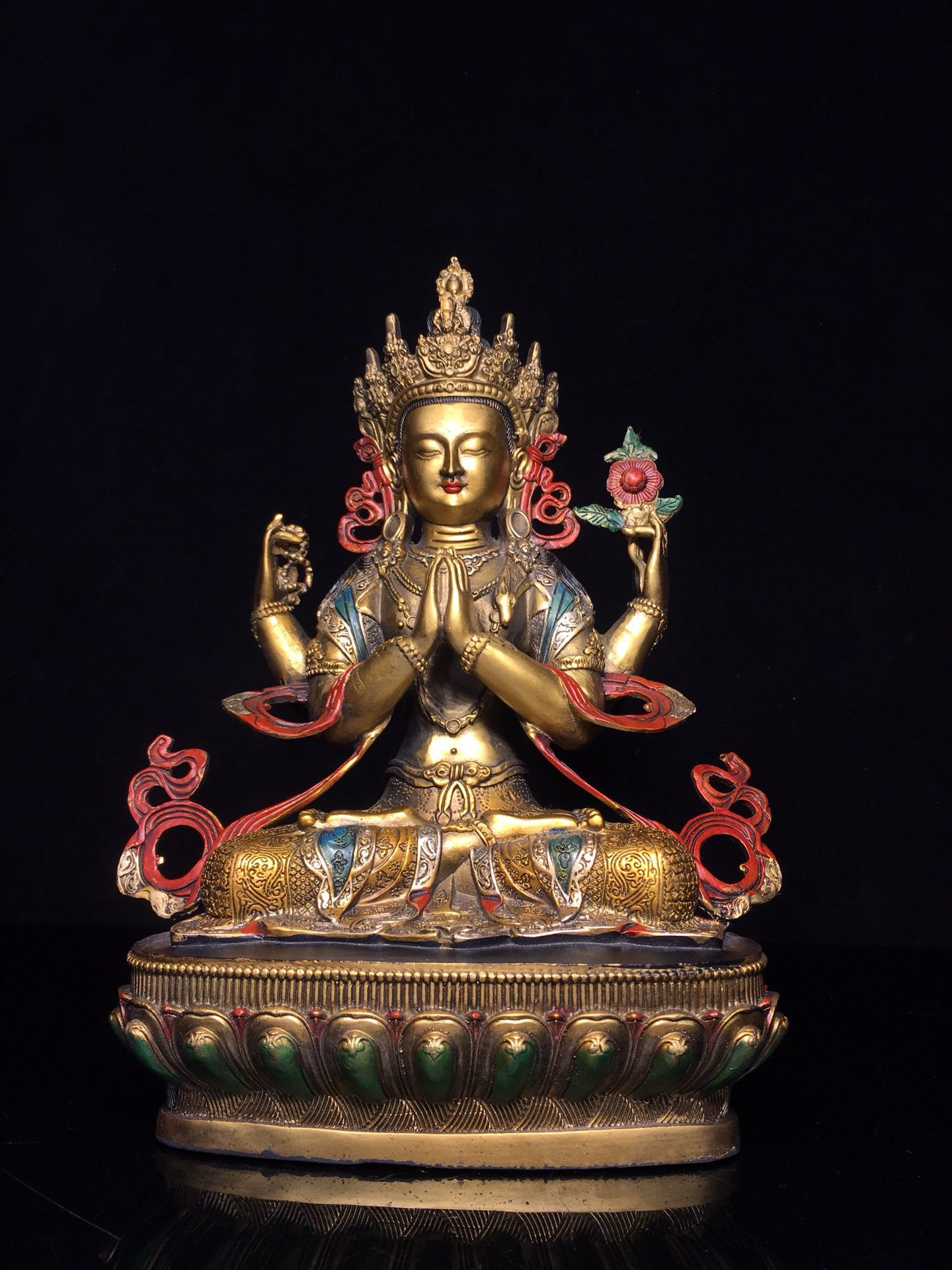 Chinese antique pure copper Bodhisattva statue