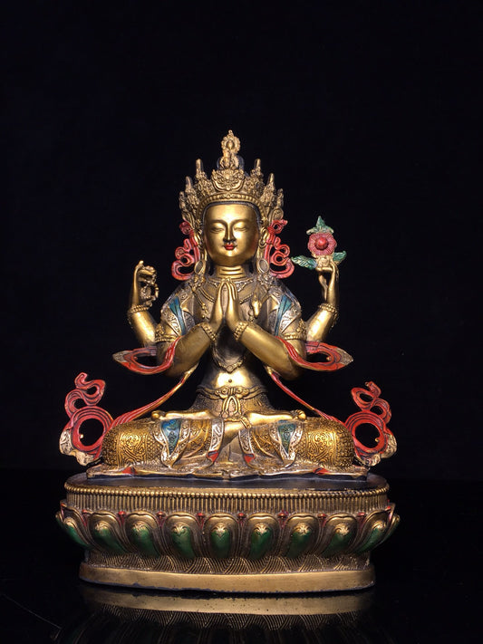Chinese antique pure copper Bodhisattva statue