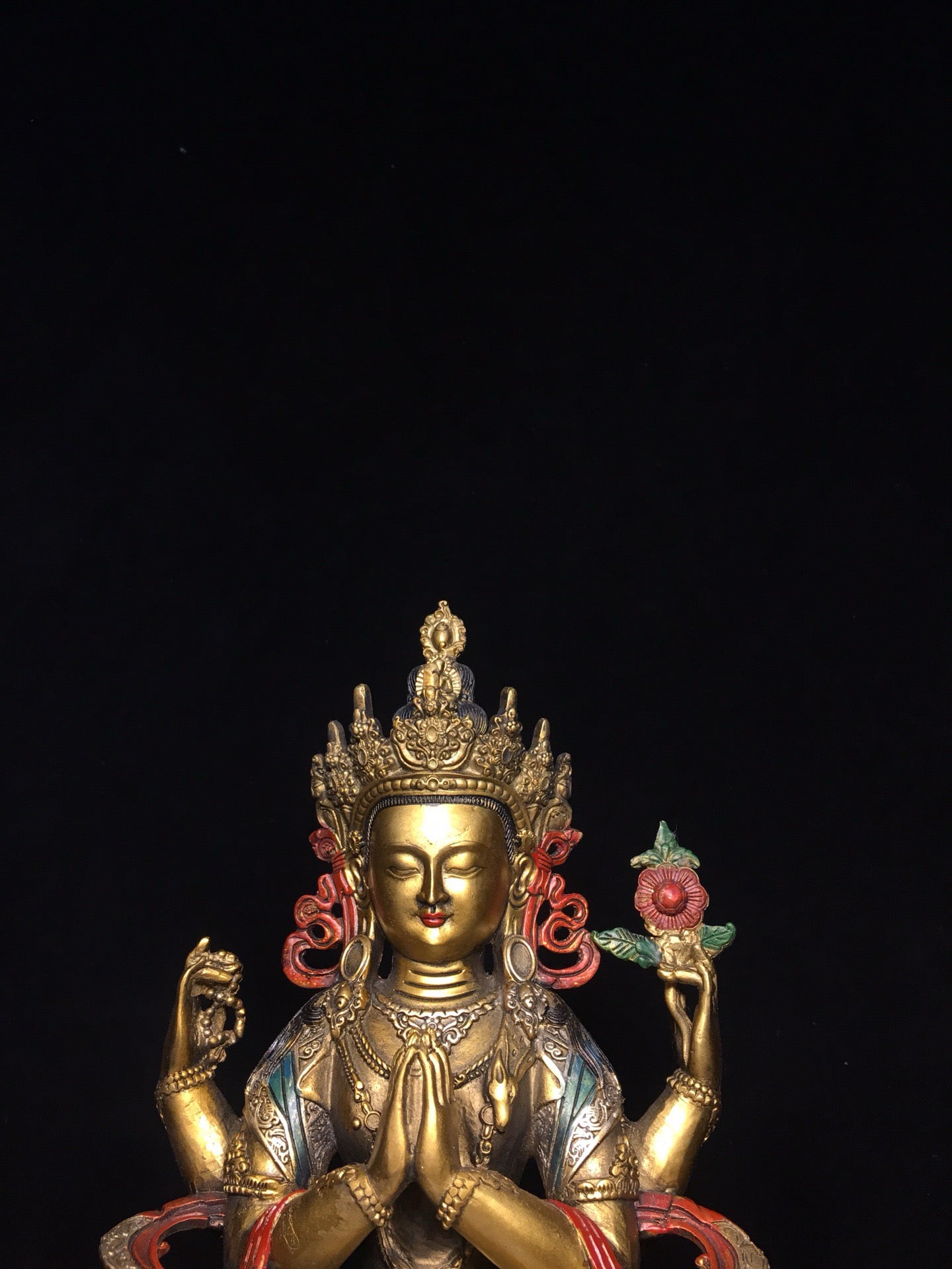 Chinese antique pure copper Bodhisattva statue