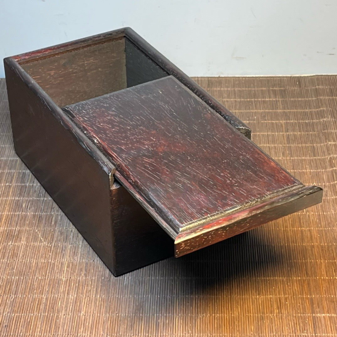 Ancient Chinese Blood Sandalwood Carved Smooth Pulling Box Storage Box Jewelry Box