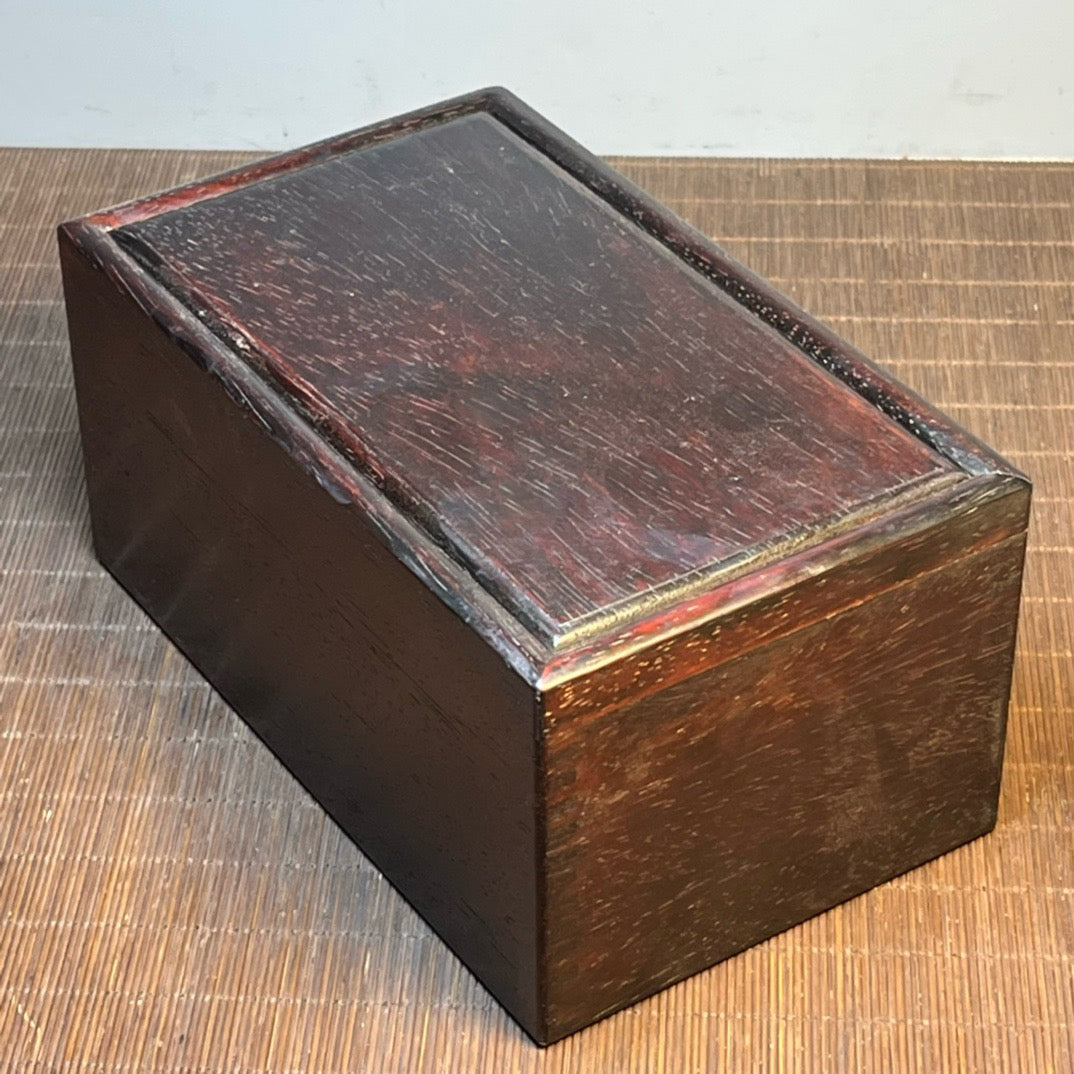 Ancient Chinese Blood Sandalwood Carved Smooth Pulling Box Storage Box Jewelry Box