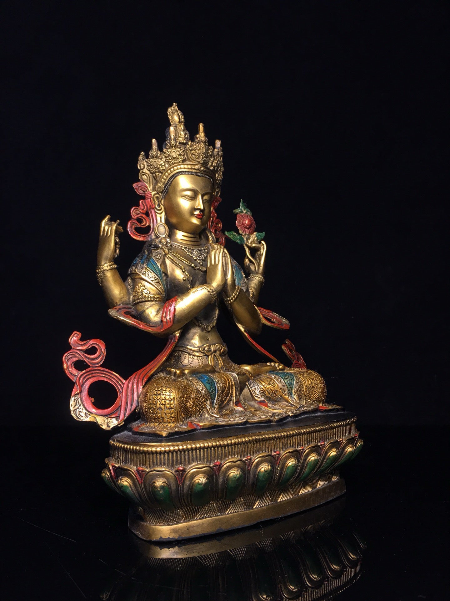 Chinese antique pure copper Bodhisattva statue