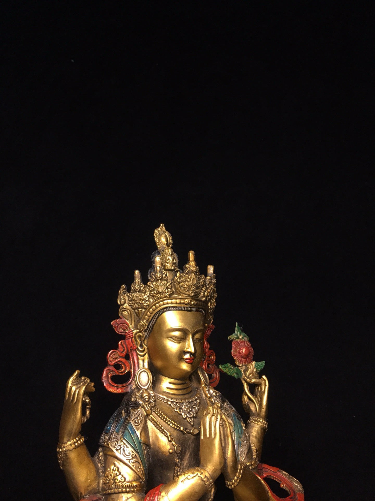 Chinese antique pure copper Bodhisattva statue