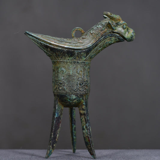 Chinese Antique Bronze Cow Earl Wine Cup