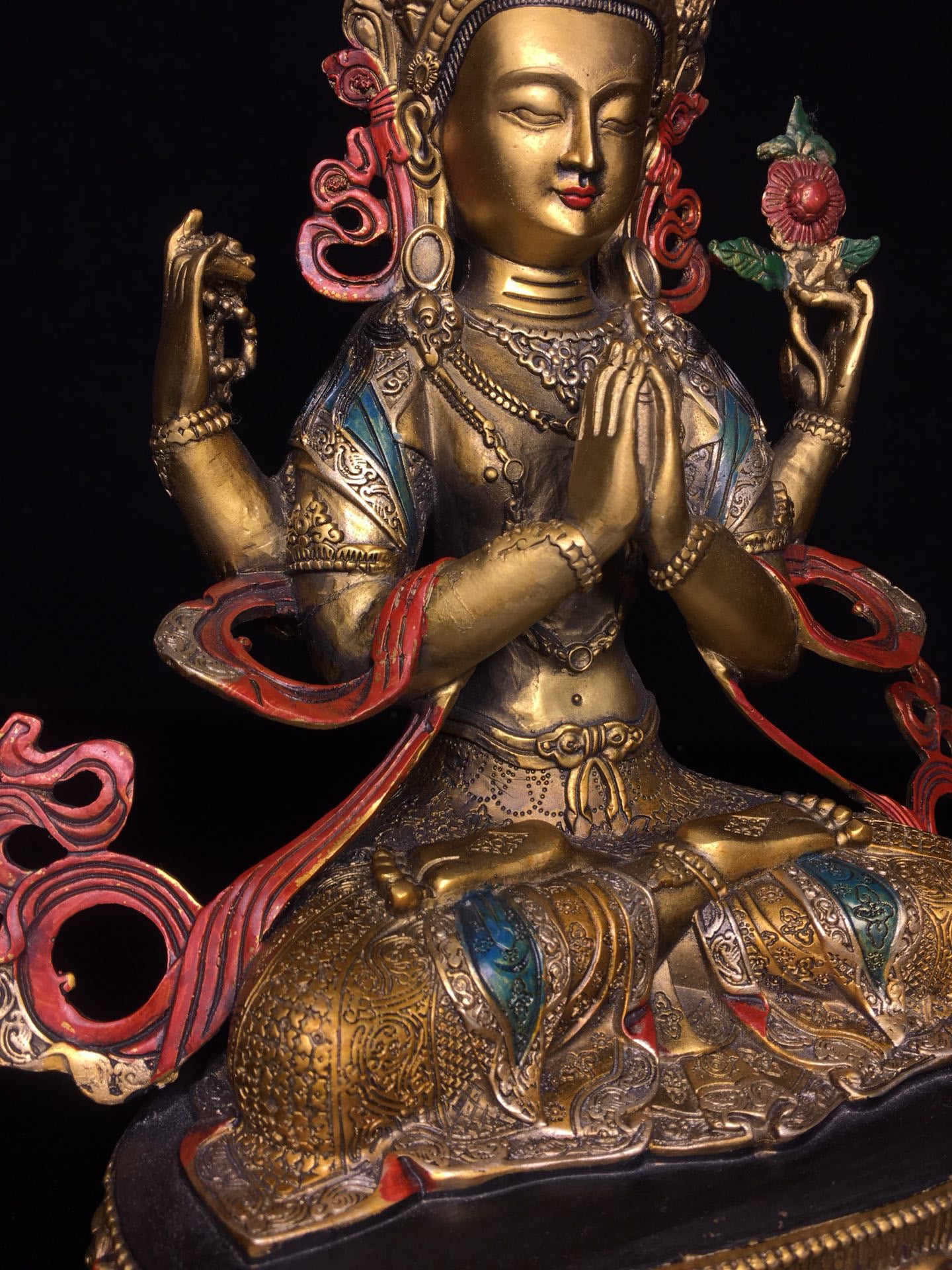 Chinese antique pure copper Bodhisattva statue