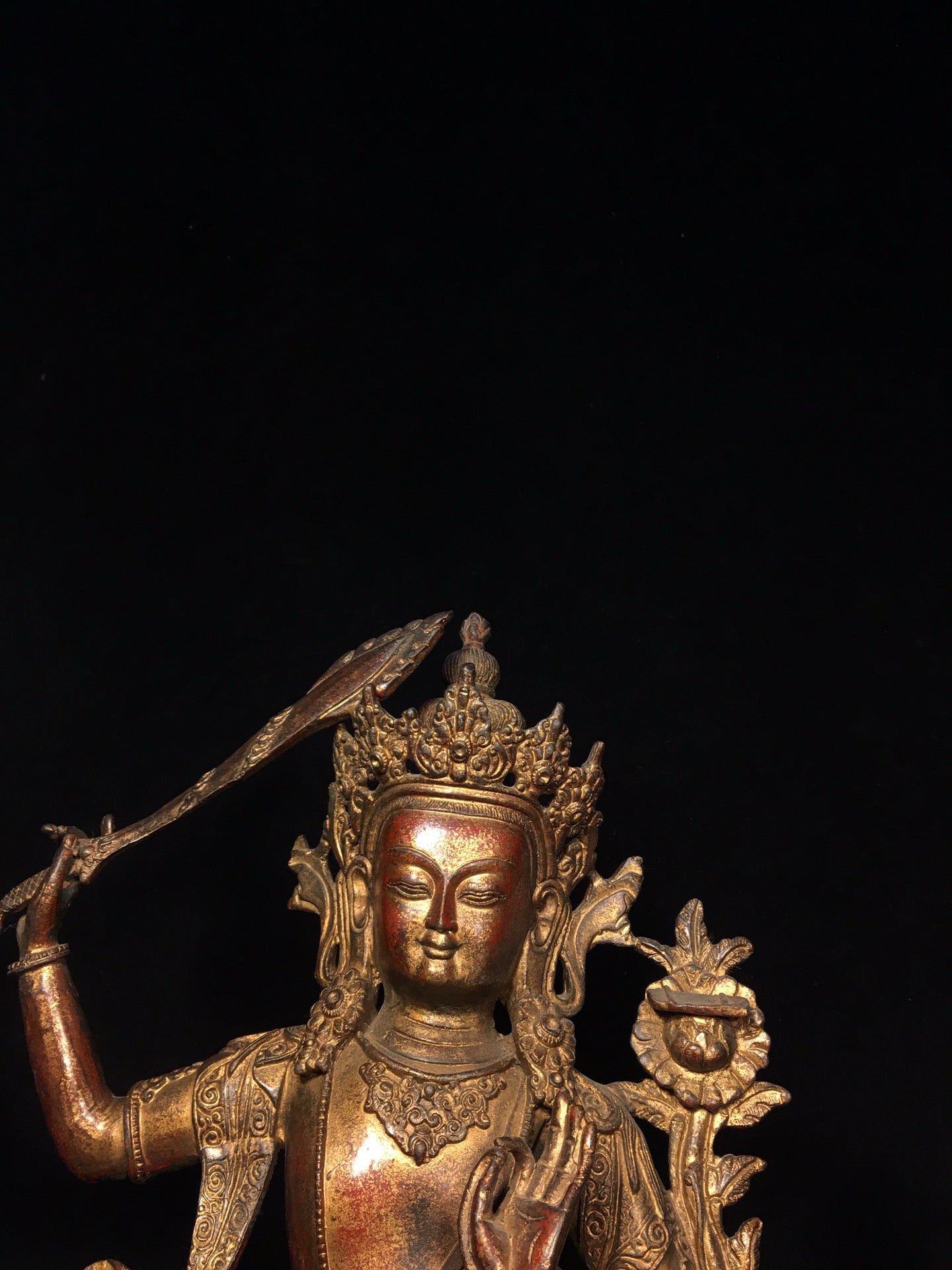 Chinese antique pure copper Bodhisattva statue