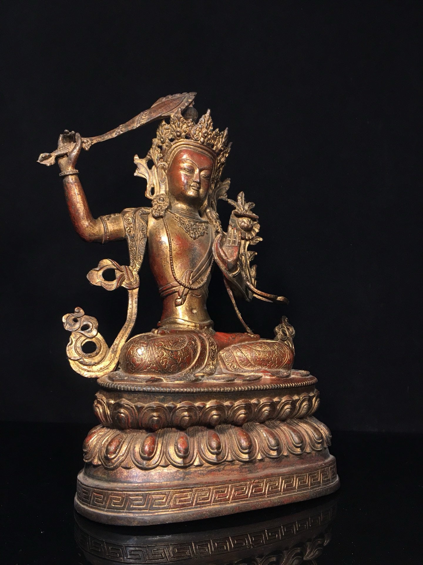 Chinese antique pure copper Bodhisattva statue