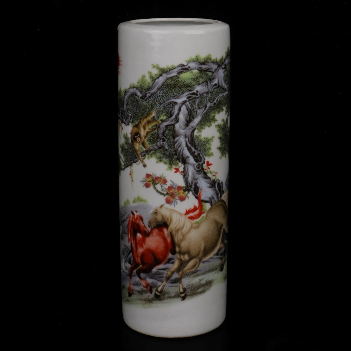 Pink Horse to Success Pattern Round Pen Holder