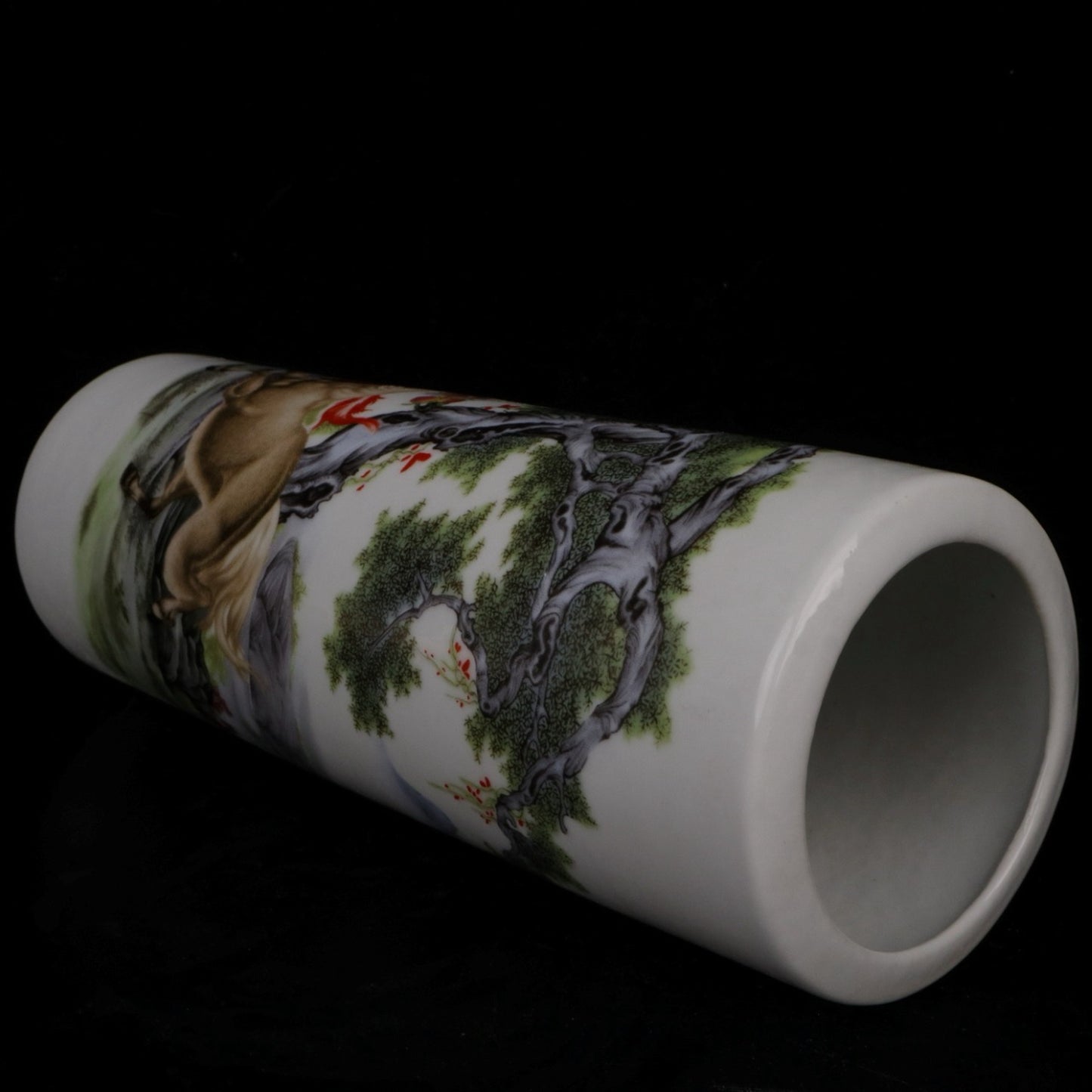 Pink Horse to Success Pattern Round Pen Holder