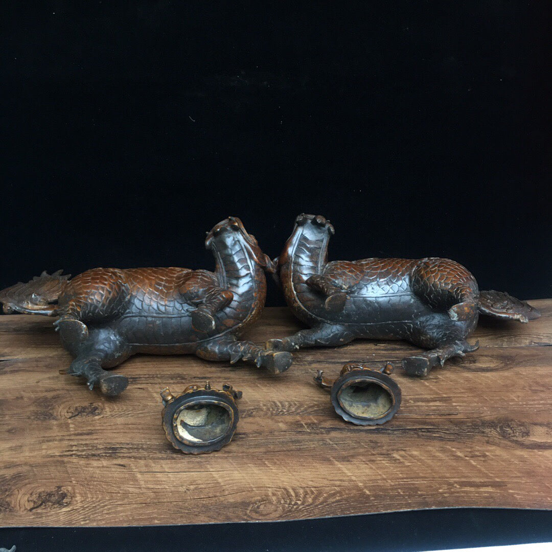 Chinese Antique Pure Copper Beast Stove