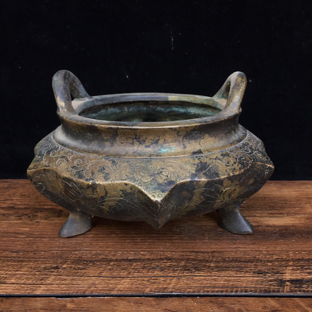 Chinese antique pure copper incense burner