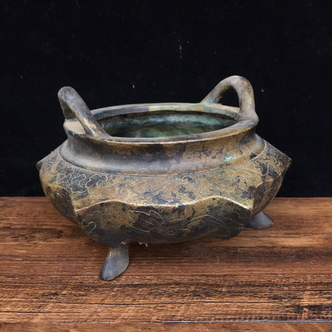 Chinese antique pure copper incense burner