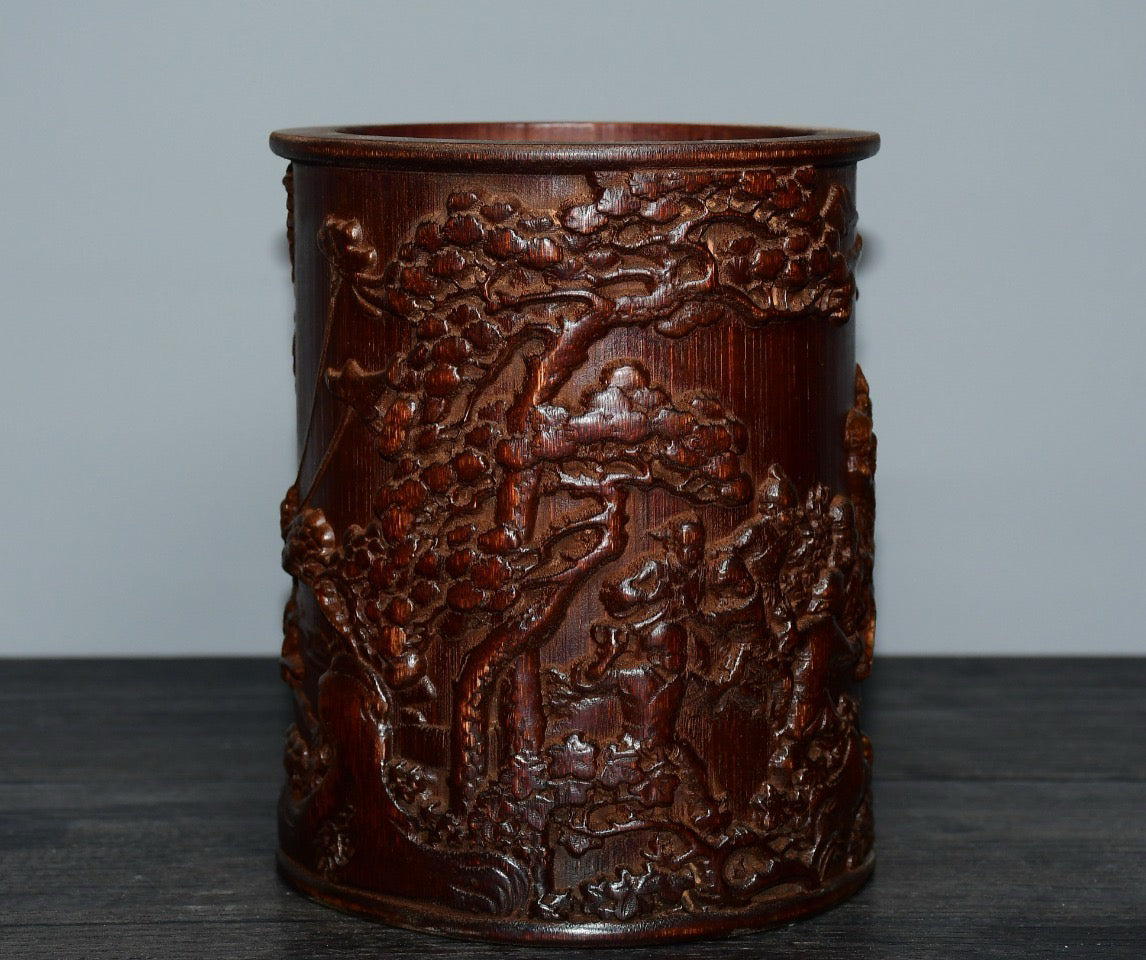 Bamboo carved pen holder ornaments