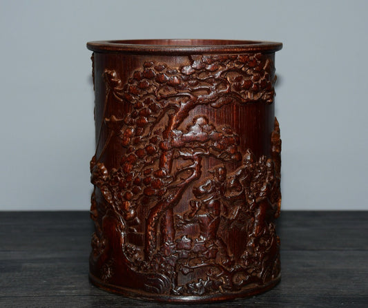 Bamboo carved pen holder ornaments