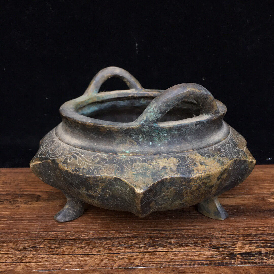 Chinese antique pure copper incense burner