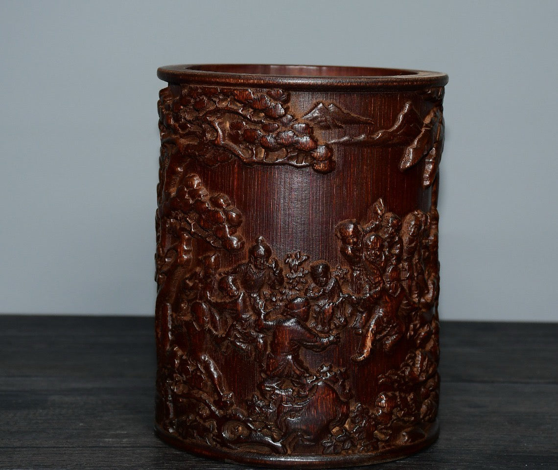 Bamboo carved pen holder ornaments