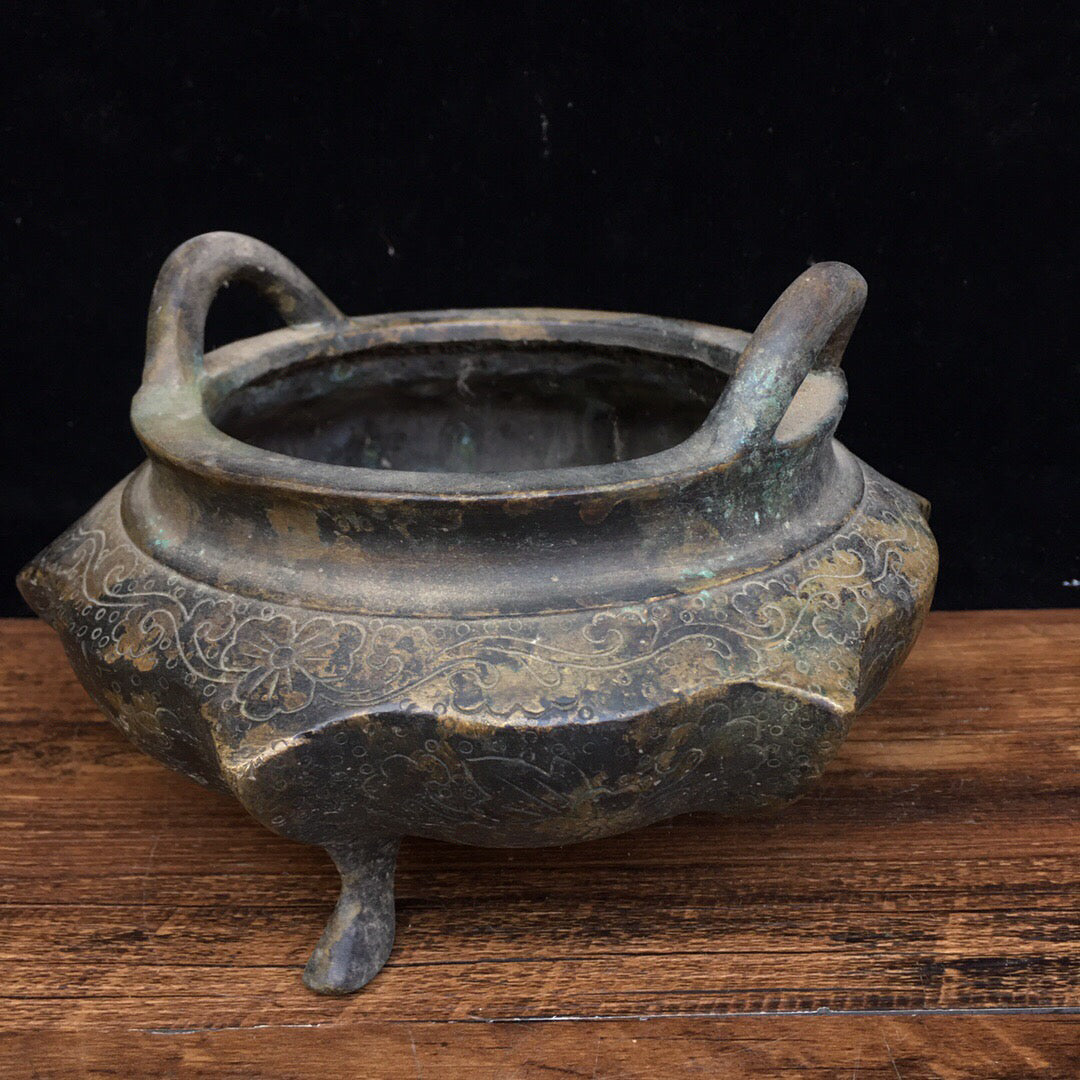 Chinese antique pure copper incense burner