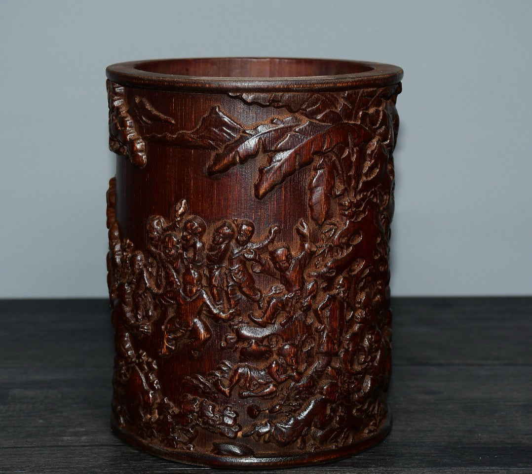 Bamboo carved pen holder ornaments