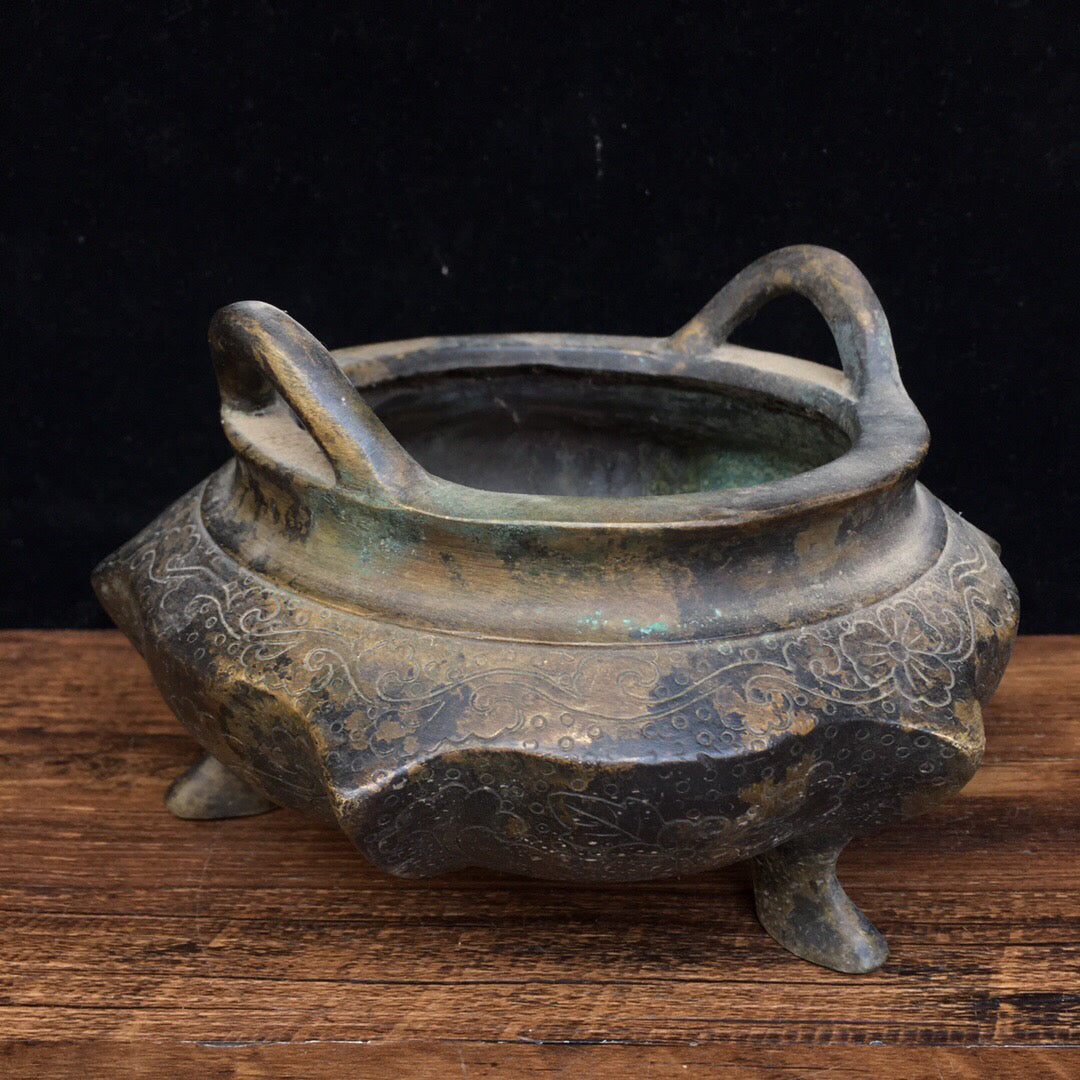 Chinese antique pure copper incense burner