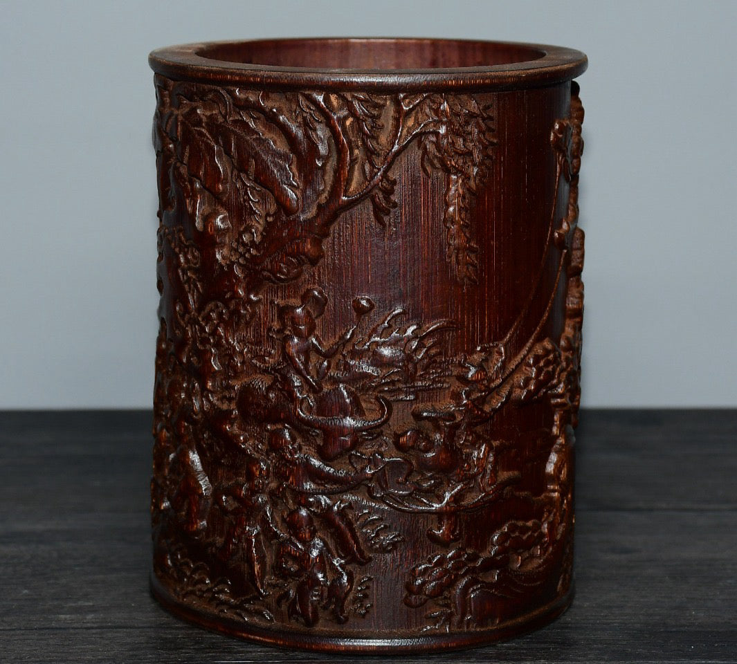 Bamboo carved pen holder ornaments