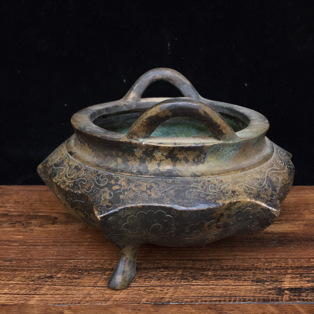 Chinese antique pure copper incense burner