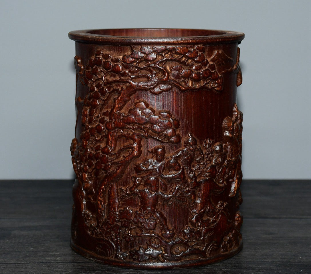 Bamboo carved pen holder ornaments