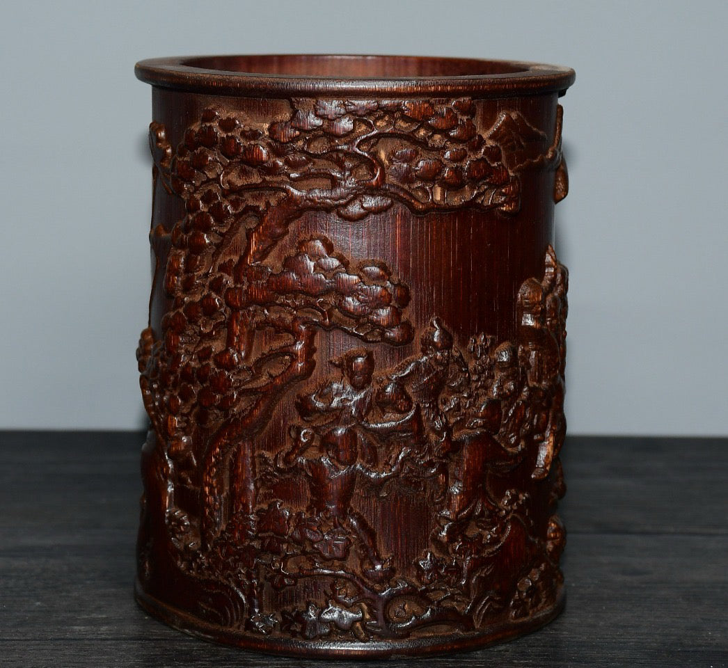 Bamboo carved pen holder ornaments