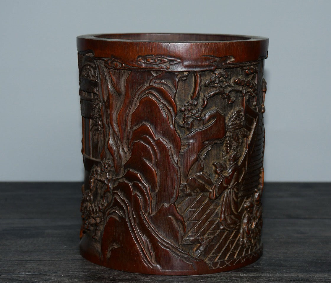 Bamboo carved pen holder ornaments