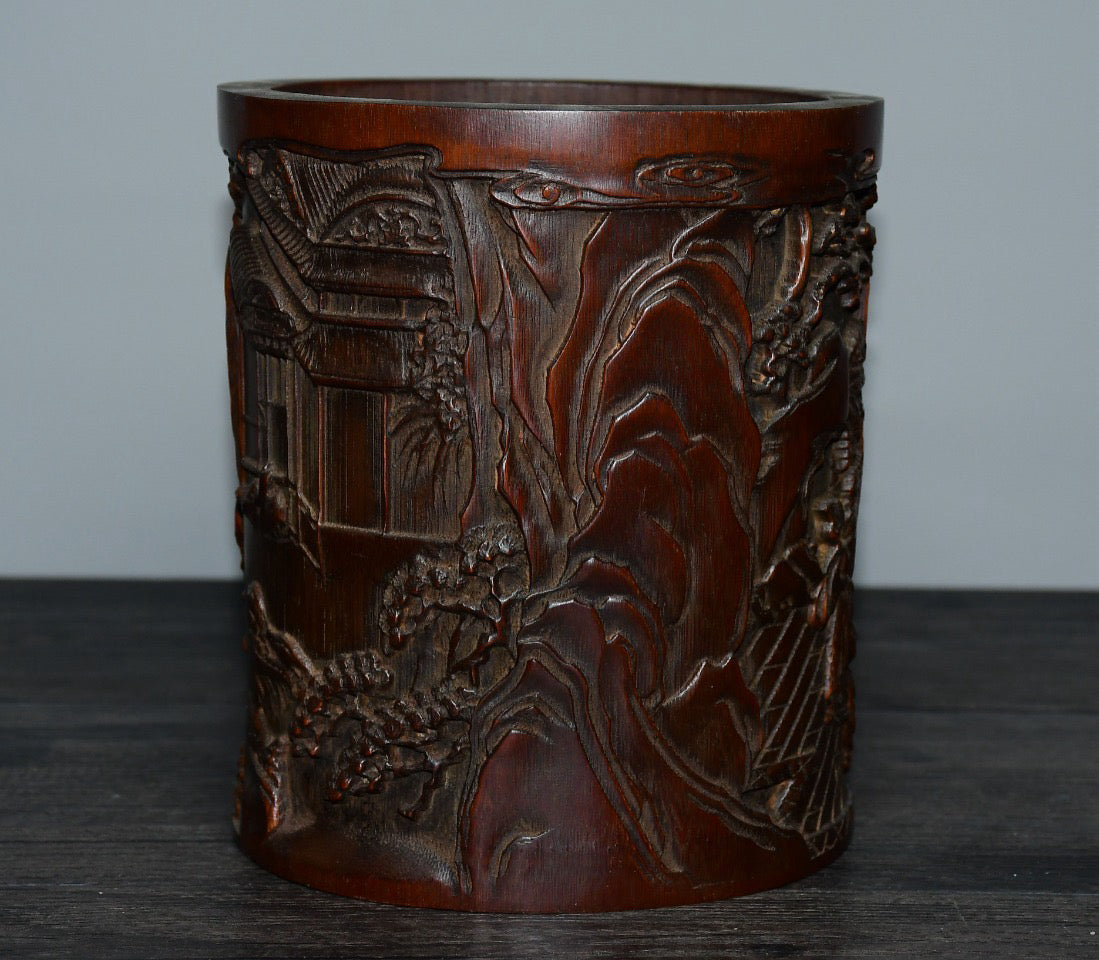 Bamboo carved pen holder ornaments