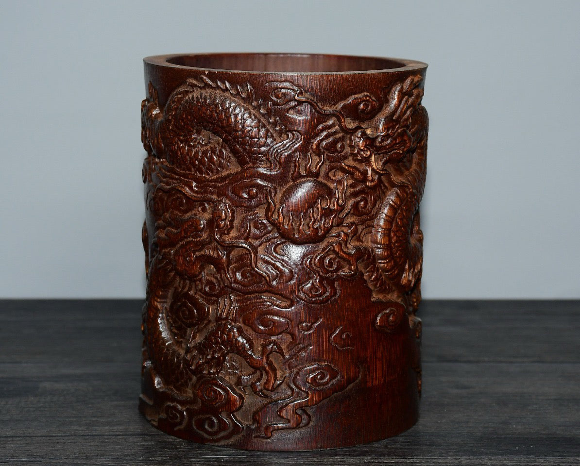 Bamboo carved pen holder ornaments