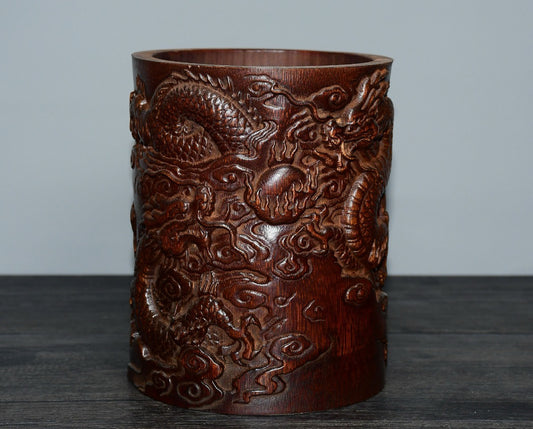 Bamboo carved pen holder ornaments