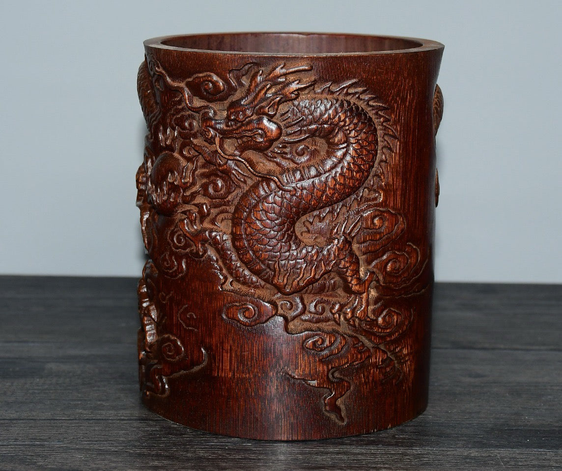 Bamboo carved pen holder ornaments