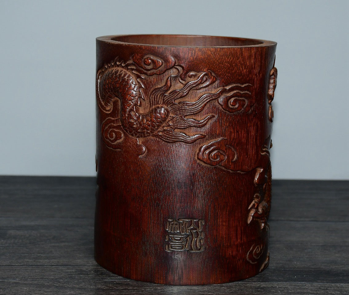 Bamboo carved pen holder ornaments