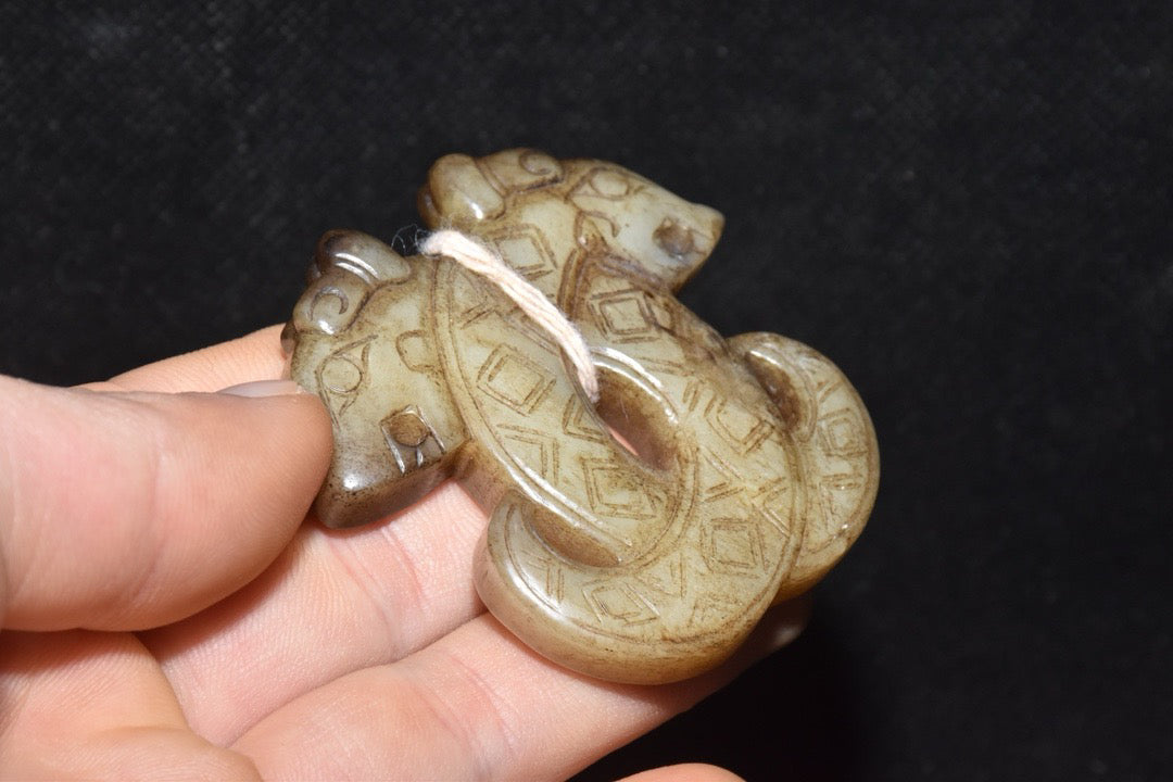 Chinese Antique Hetian Yulong Coins