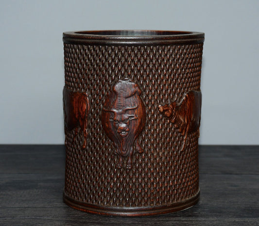 Bamboo carved pen holder ornaments