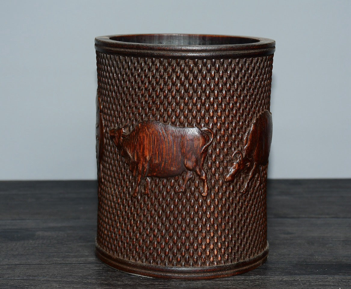 Bamboo carved pen holder ornaments