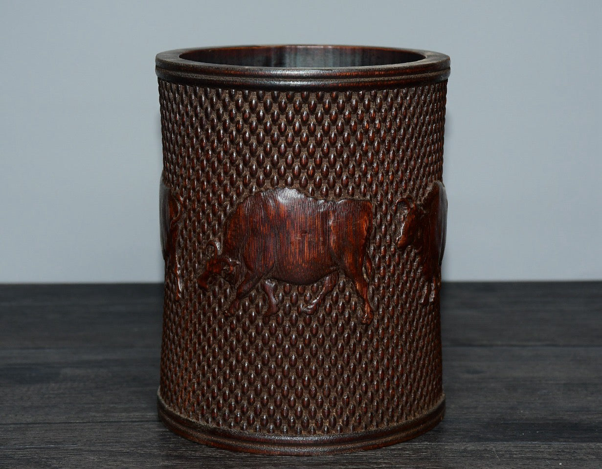 Bamboo carved pen holder ornaments