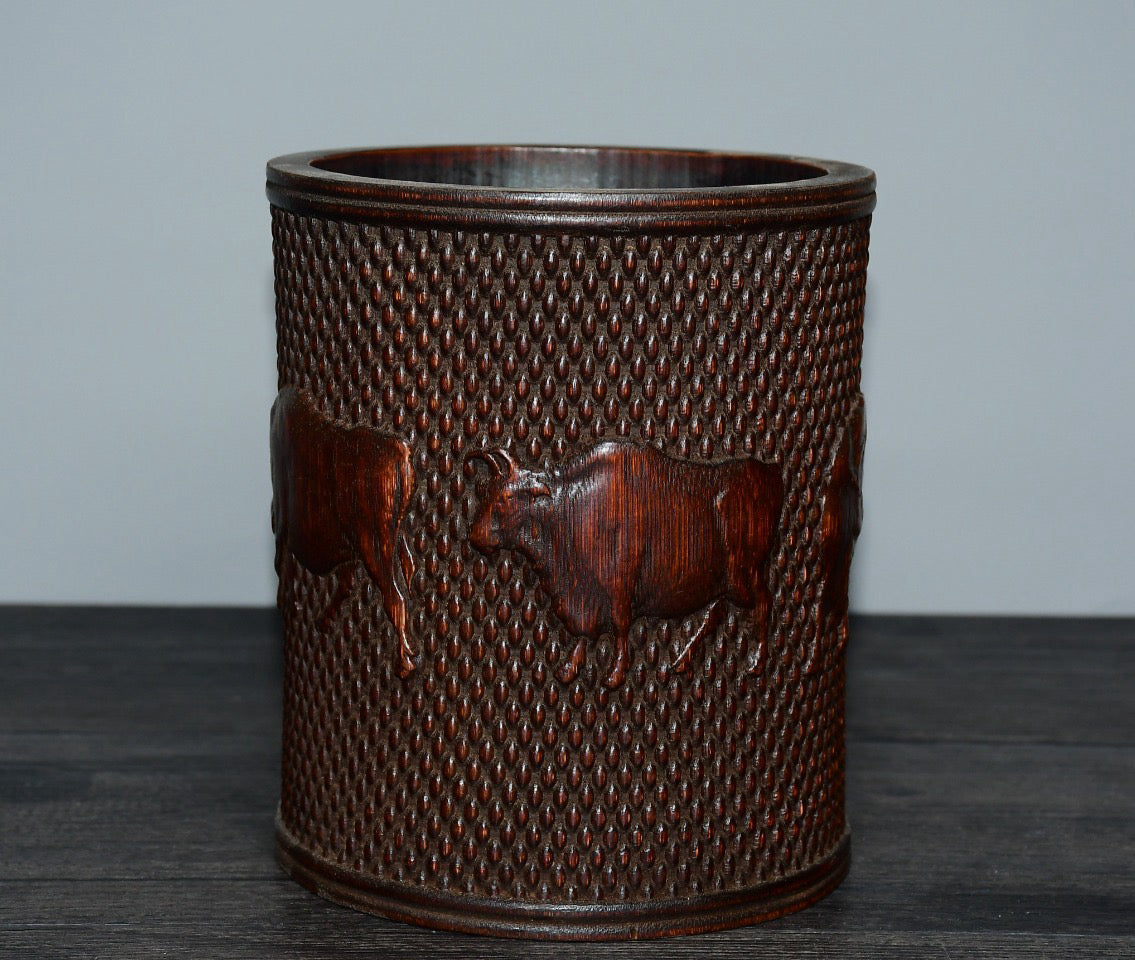 Bamboo carved pen holder ornaments