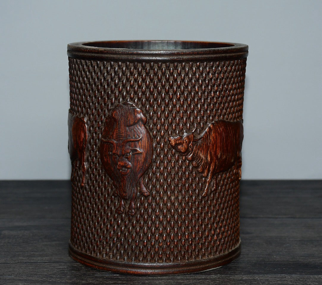 Bamboo carved pen holder ornaments