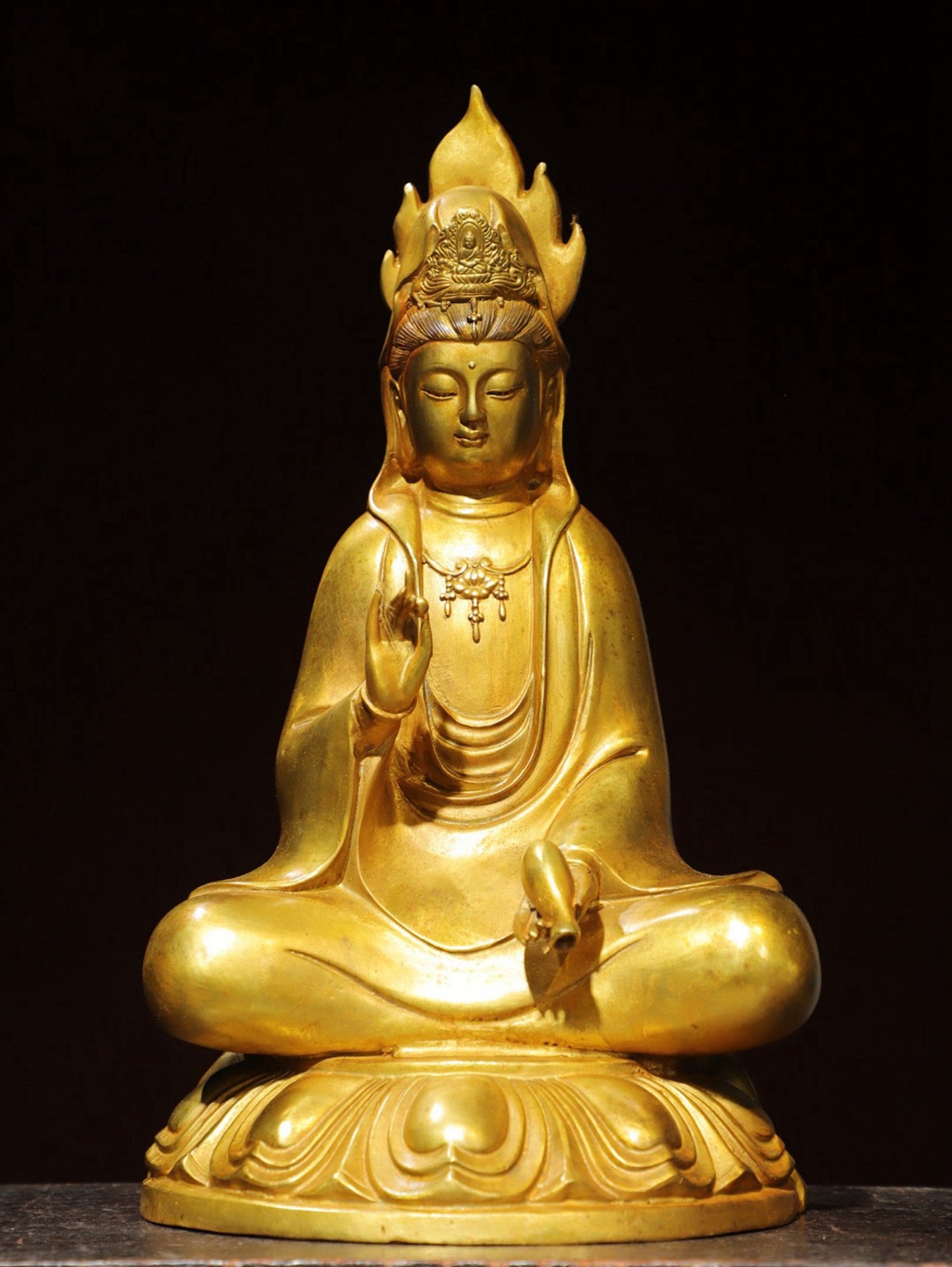 Copper gilded [Flame Guanyin] Buddha statue