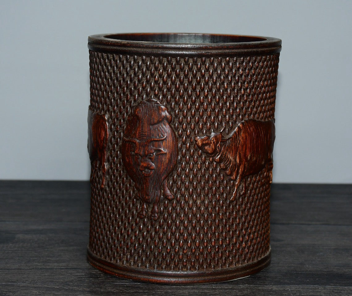 Bamboo carved pen holder ornaments