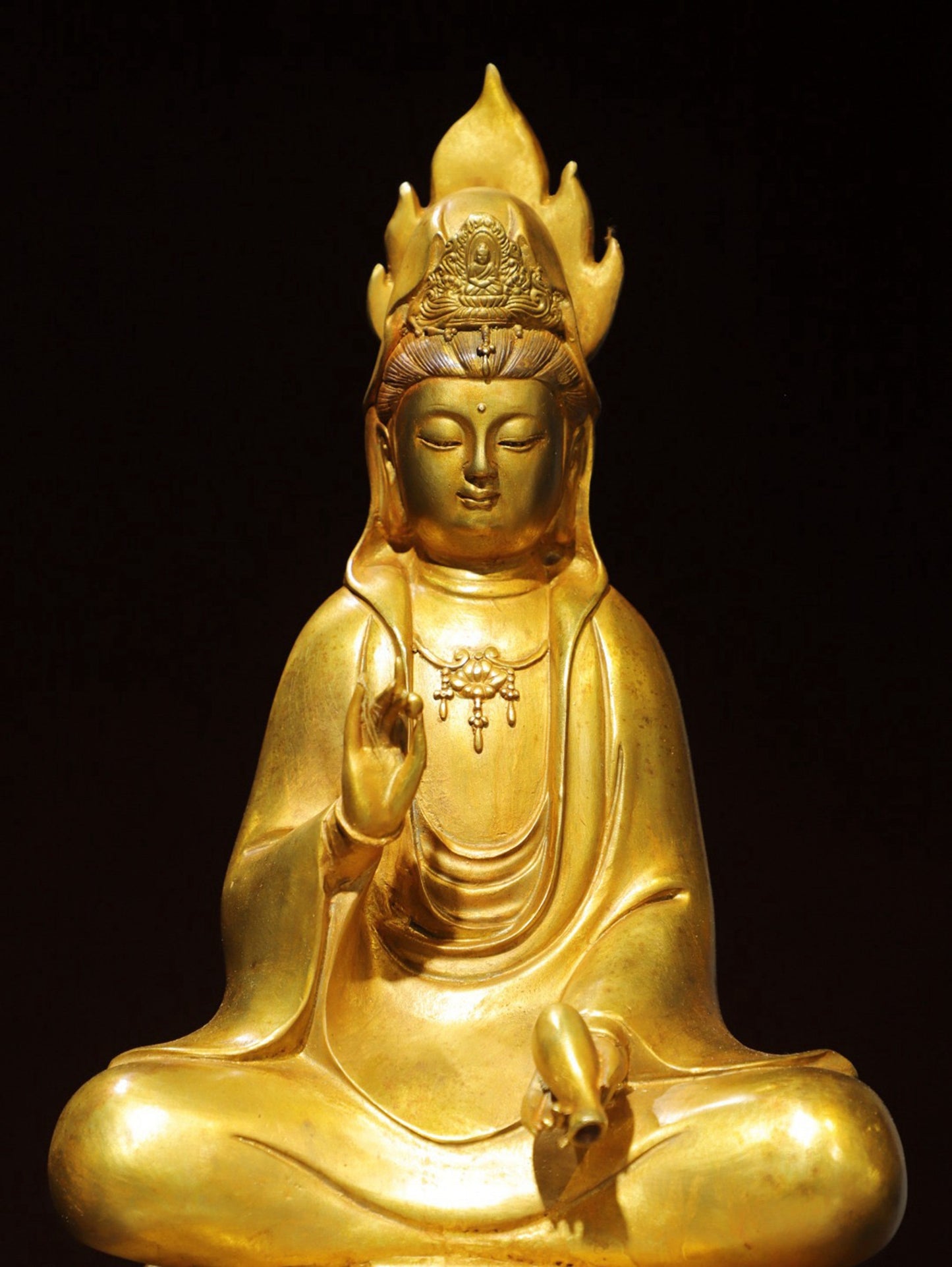 Copper gilded [Flame Guanyin] Buddha statue
