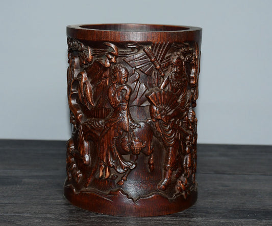 Bamboo carved pen holder ornaments