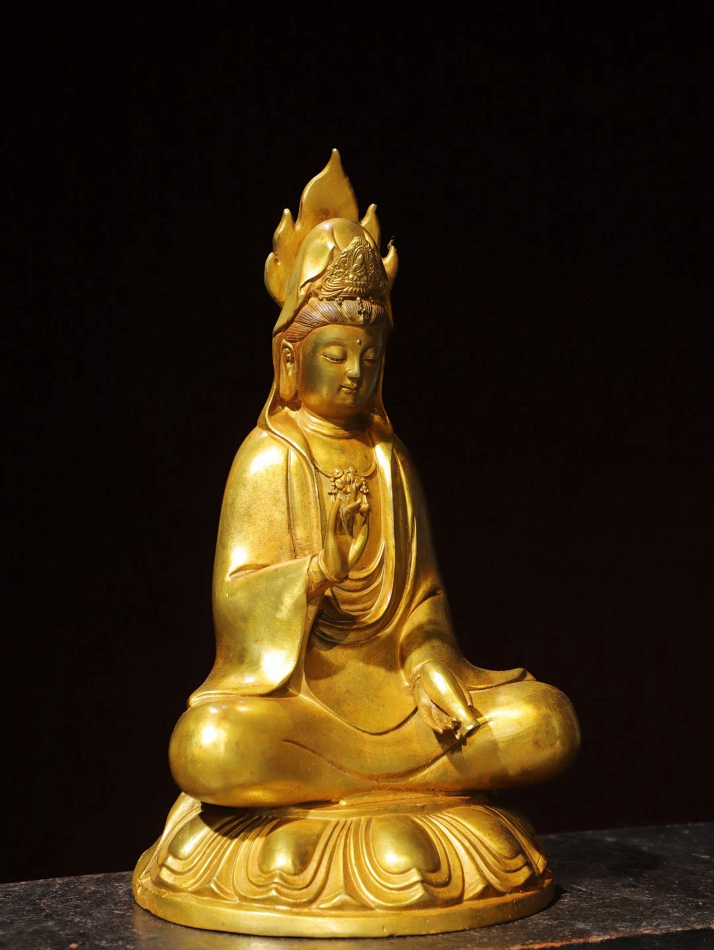 Copper gilded [Flame Guanyin] Buddha statue
