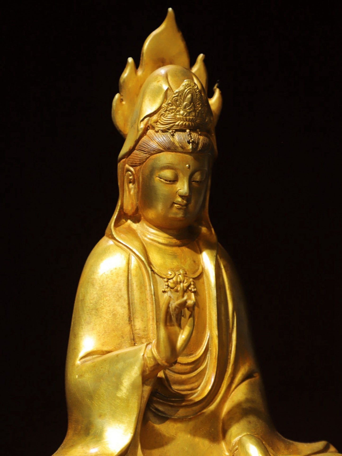 Copper gilded [Flame Guanyin] Buddha statue