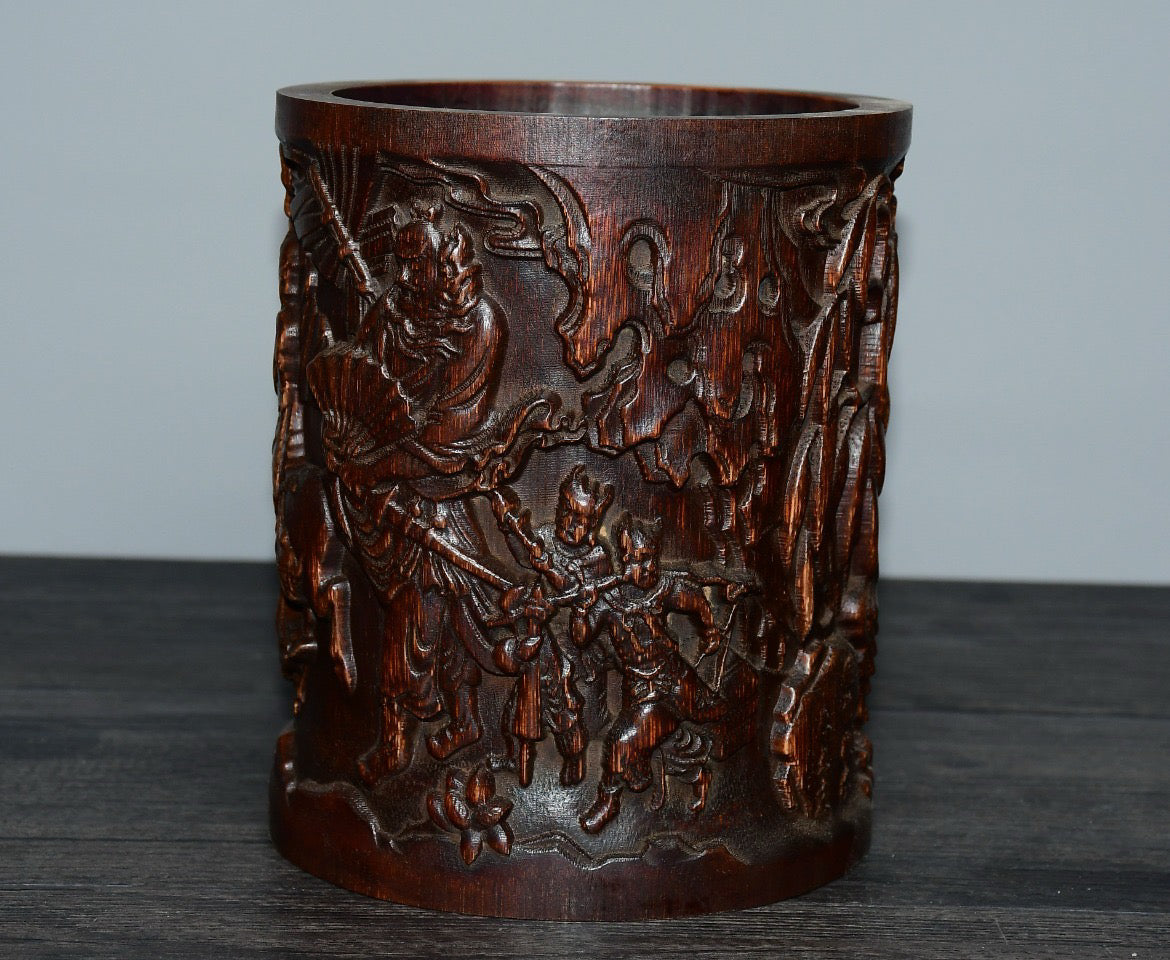 Bamboo carved pen holder ornaments