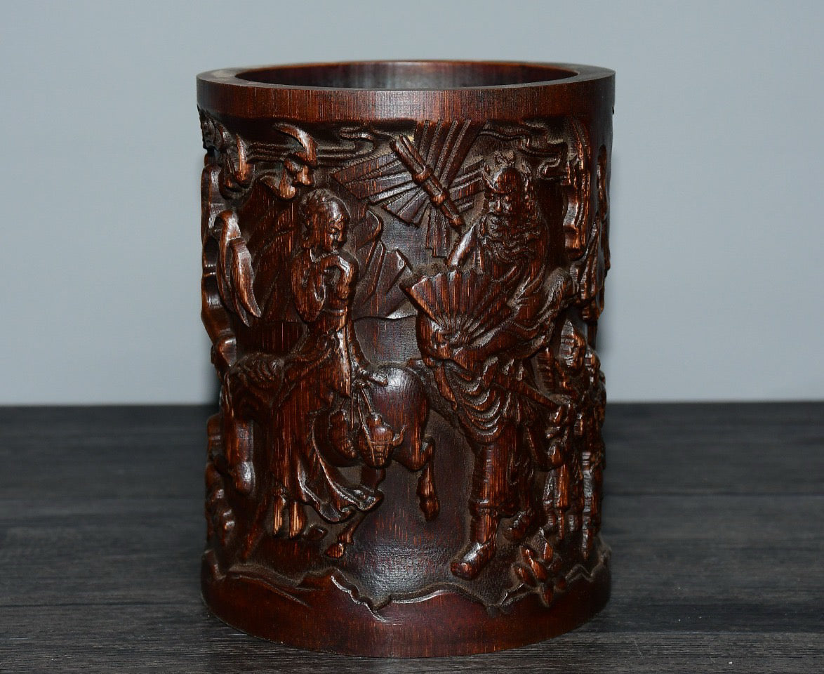 Bamboo carved pen holder ornaments