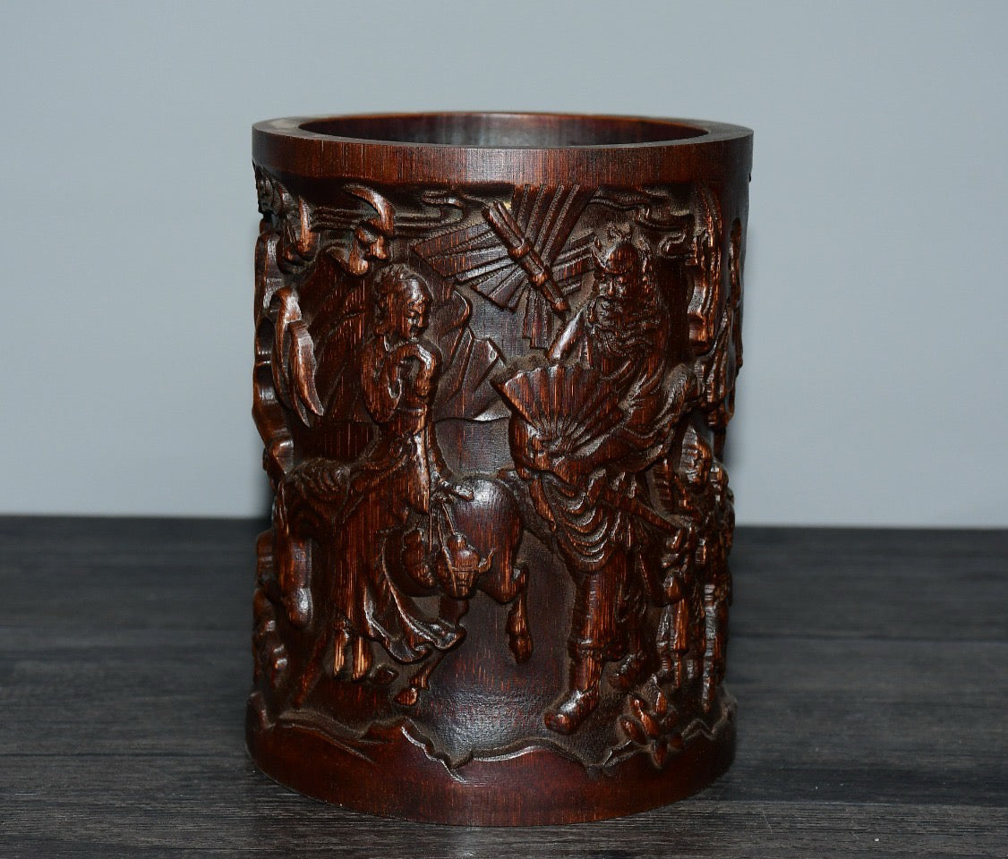 Bamboo carved pen holder ornaments